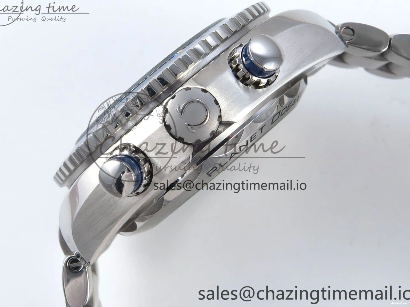 0117 Planet Ocean Master Chronometer 600M 45.5mm SS SCF 1:1 Best Edition Blue Bezel Blue Dial on SS Bracelet A9900 Super Clone Lightweight 7676